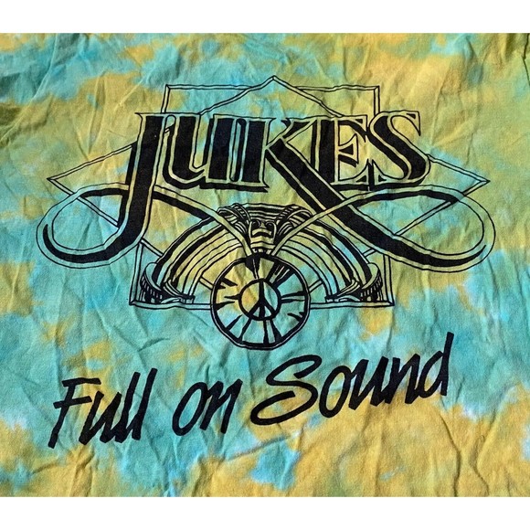 Jukes Pittsburgh T-Shirt L Turquoise Yellow Tie Dye Vtg Hanes Single Stitch READ - Picture 4 of 13